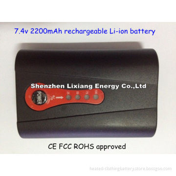 Smart Rechargeable Heated Wrap Battery , 7.4v 2200mah For Heating Belts